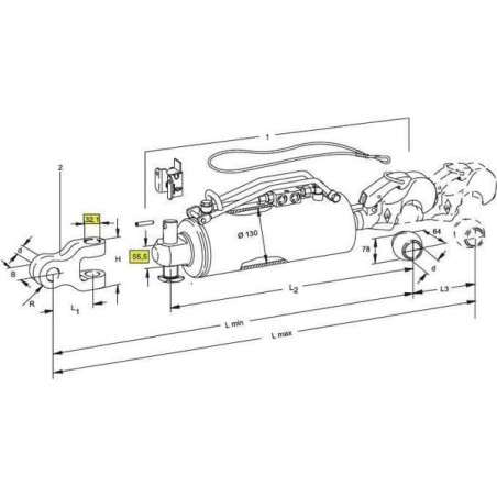 Barre de poussée hydraulique avec amortisseur WALTERSCHEID 1207238