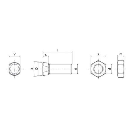 Boulon UNIVERSEL 1245C2FP025
