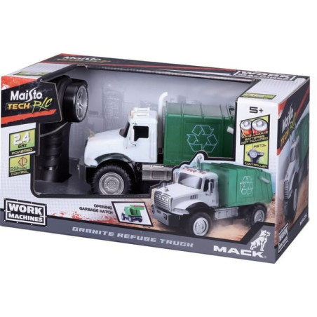 Camion à ordures Mack Granite RC blanc-vert MAISTO MA82182