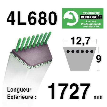 COURROIE KEVLAR 4L680 - 4L68 - AYP / ROPER 5125R - BOLENS 1724035 - MTD 7540342 - STIGA 1134-9011-01 - 9585-0054-00