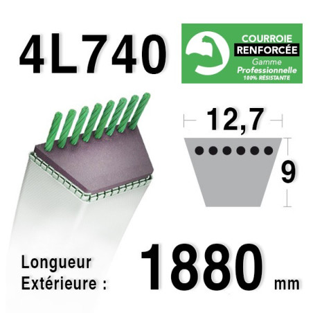 COURROIE KEVLAR 4L740 - 4L74 - AYP / ROPER 8845 - MTD / MOTOSTANDARD 75239 - MURRAY 23496 / 37x19