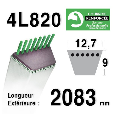 COURROIE KEVLAR 4L820 - 4L82 -  AYP 140294 - Husqvarna 532140294 - MTD 7540226