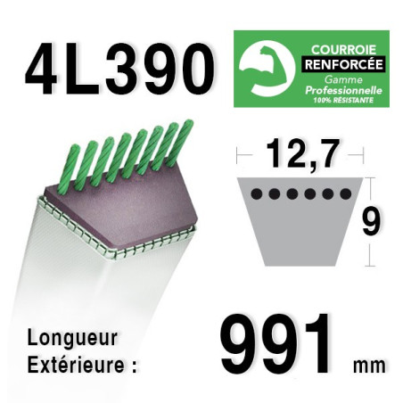 COURROIE KEVLAR 4L390 - 4L39 - CASTELGARDEN 35061406/0 - AYP / ROPER 367346 D3 RA - 67346 - JOHN DEERE M82461