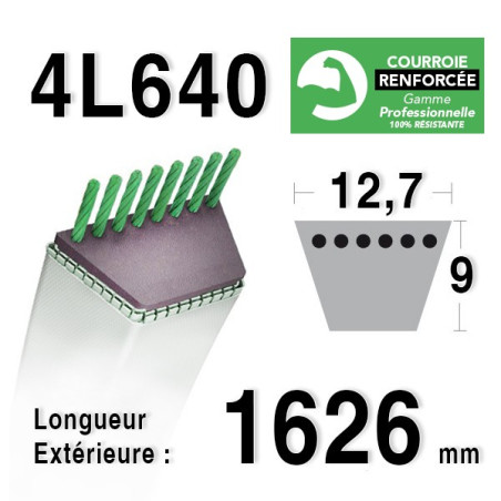 COURROIE KEVLAR 4L640 - 4L64 - JOHN DEERE M110312 / GY0572 / M91330 - MURRAY 20558 - 37 x 4