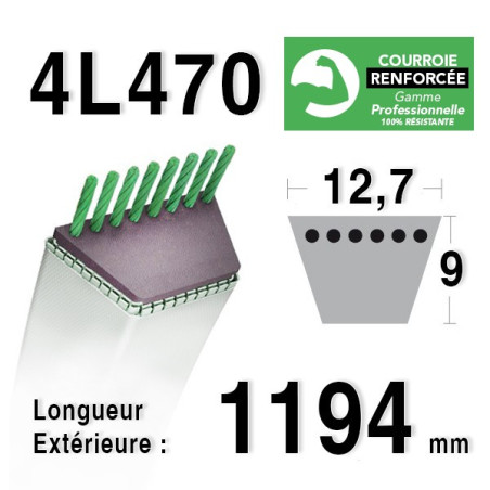 COURROIE KEVLAR 4L470 - 4L47 - MURRAY 37X66 - 3700066 - STIGA 1134-9048-01 / 9085-0122-00