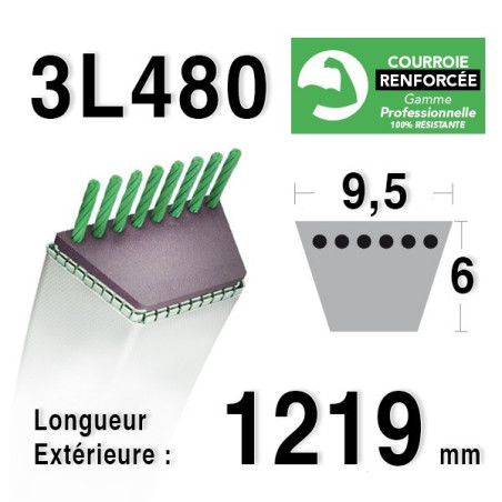 Courroie 9.5mm x 1219mm - 3L48 - KEVLAR