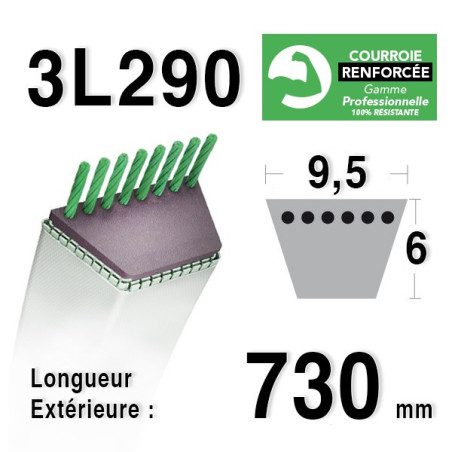 Courroie 9.5mm x 730mm - 3L29 - KEVLAR