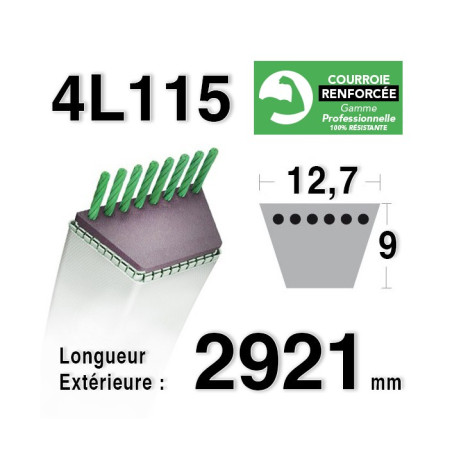 COURROIE KEVLAR 4L1150 - 4L115 - HUSQVARNA 532442781 - 583566401 - JONSERED - 14993 - JOHN DEERE - 107-17HS