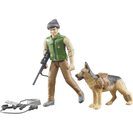 Figurine de forestier avec chien et équipements BRUDER U62660