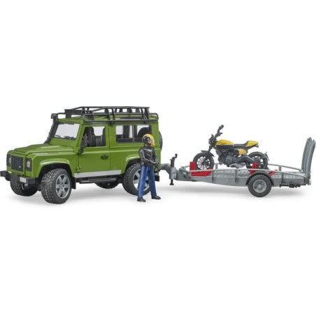 Land Rover miniature avec remorque et Ducati BRUDER U02589