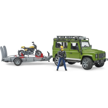 Land Rover miniature avec remorque et Ducati BRUDER U02589
