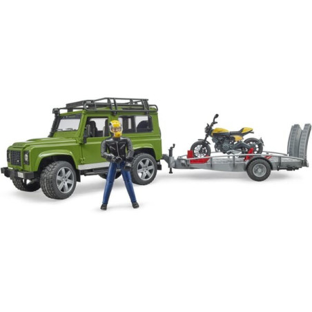 Land Rover miniature avec remorque et Ducati BRUDER U02589
