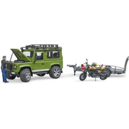 Land Rover miniature avec remorque et Ducati BRUDER U02589