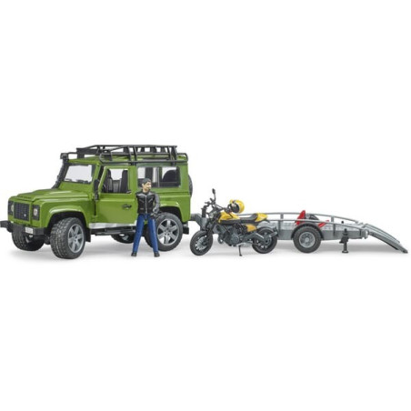Land Rover miniature avec remorque et Ducati BRUDER U02589