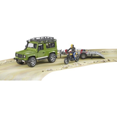 Land Rover miniature avec remorque et Ducati BRUDER U02589