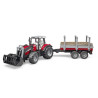 Tracteur miniature Massey Ferguson 7480 avec chargeur frontal et remorque à bois BRUDER U02046