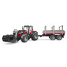 Tracteur miniature Massey Ferguson 7480 avec chargeur frontal et remorque à bois BRUDER U02046