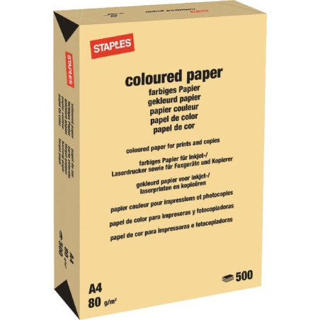 Papier A4 - 500 feuilles - jaune foncé STAPLES 600313ST