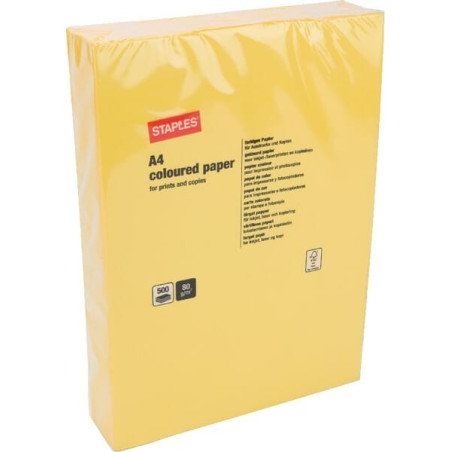 Papier A4 - 500 feuilles - jaune foncé STAPLES 600313ST