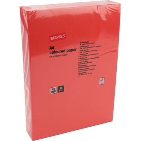 Papier A4 - 500 feuilles - rouge STAPLES 600315ST