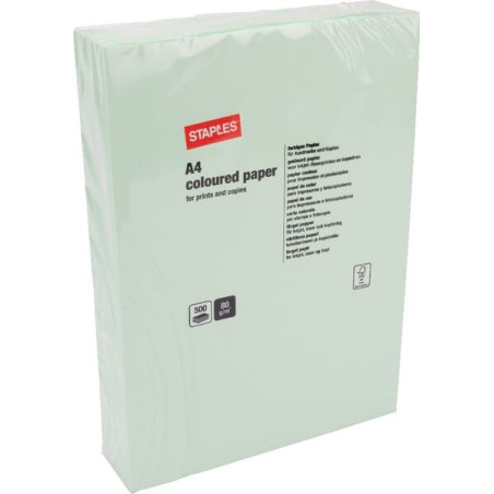 Papier A4 - 500 feuilles - vert STAPLES 600307ST