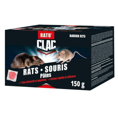 Pâte d'appât raticide polyvalente prête à l'emploi 150gr CLAC RDDIF21001