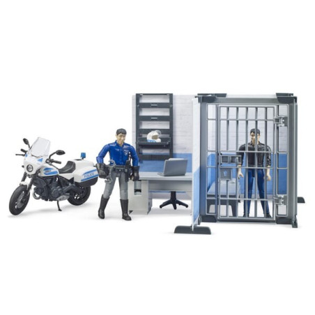 Poste de police avec moto de police miniature BRUDER U62732