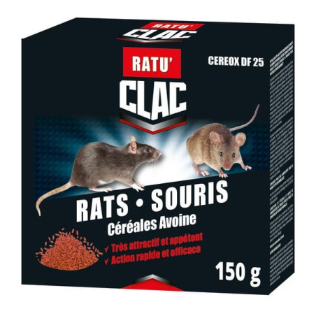 Souricide en grain au Difénacoum 150gr CLAC RDDIF60001