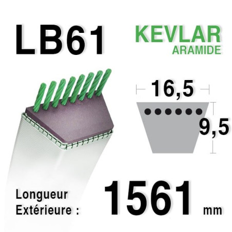 Courroie 16.5mm x 1561mm - LB61