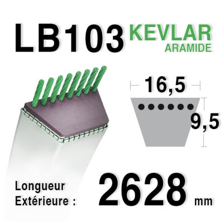 Courroie 16.5mm x 2628mm - LB103