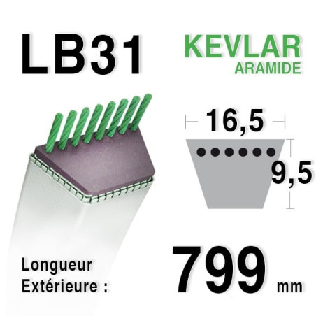 Courroie 16.5mm x 799mm - LB31