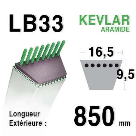 Courroie 16.5mm x 850mm - LB33