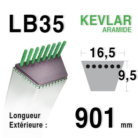 Courroie 16.5mm x 901mm - LB35