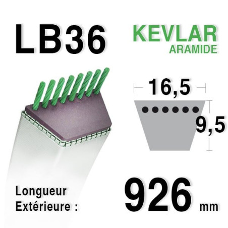 Courroie 16.5mm x 926mm - LB36