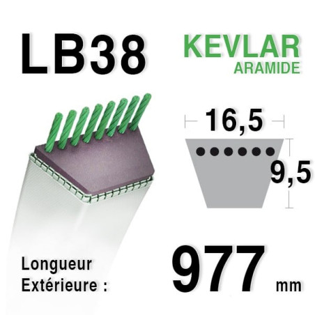 Courroie 16.5mm x 977mm - LB38