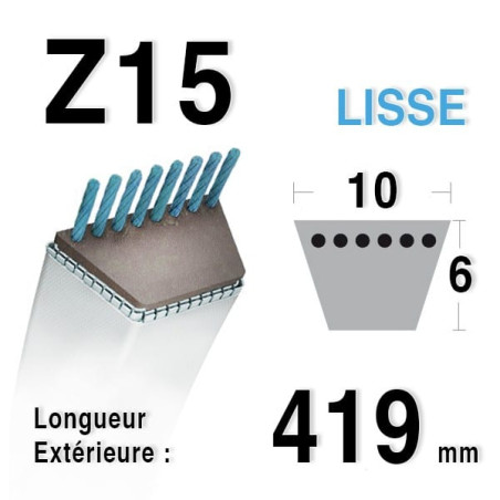 Courroie 10mm x 419mm - Z15