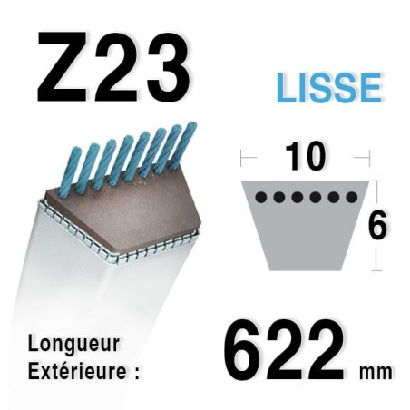 Courroie 10mm x 622mm - Z23