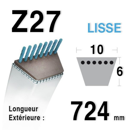 Courroie 10mm x 724mm - Z27