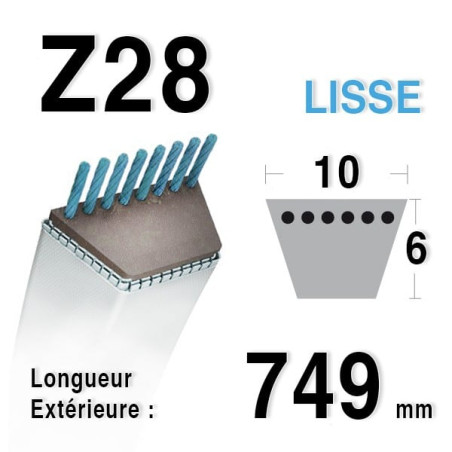 Courroie 10mm x 749mm - Z28