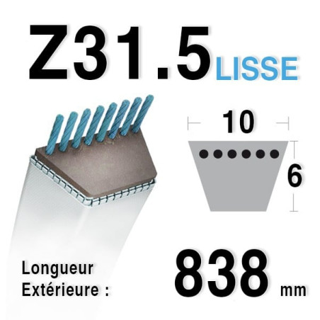 Courroie 10mm x 838mm - Z31.5