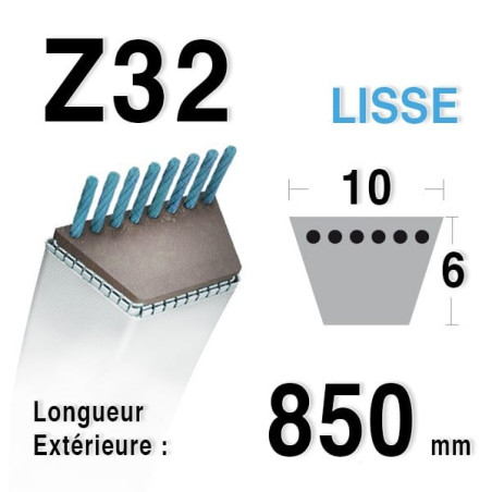 Courroie 10mm x 850mm - Z32