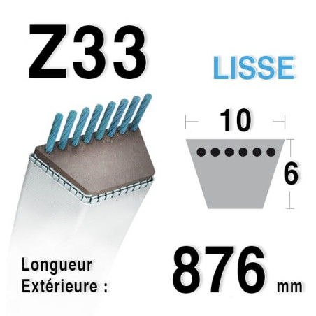 Courroie 10mm x 876mm - Z33