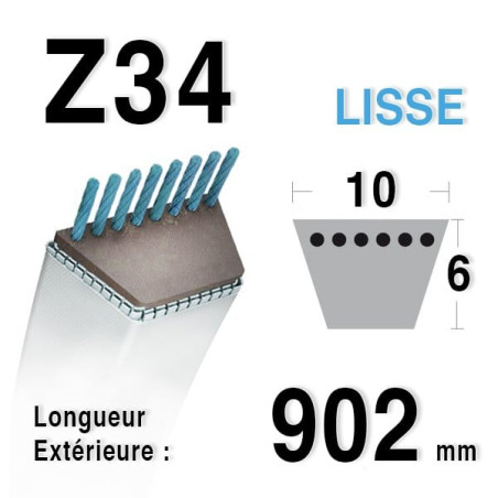Courroie 10mm x 902mm - Z34