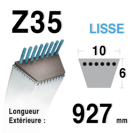 Courroie 10mm x 927mm - Z35