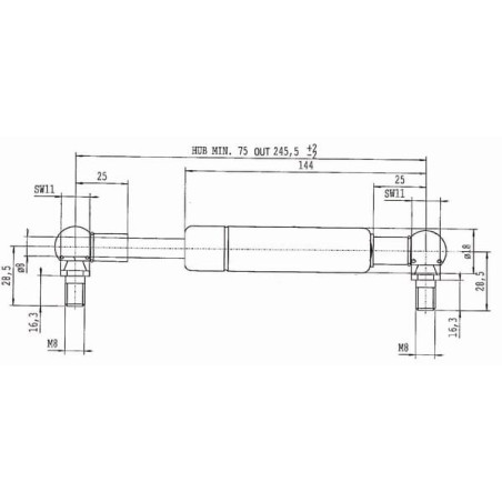 Vérin à gaz STABILUS CA313718