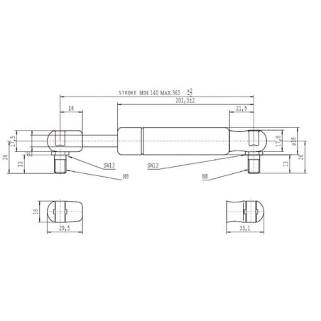 Vérin à gaz STABILUS CA083542