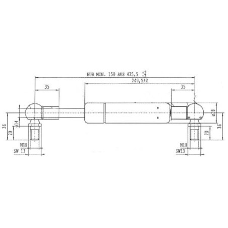 Vérin à gaz L435,5-1900N STABILUS CA2364LZ