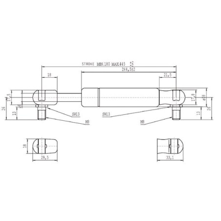 Vérin à gaz L445-300N STABILUS CA083674