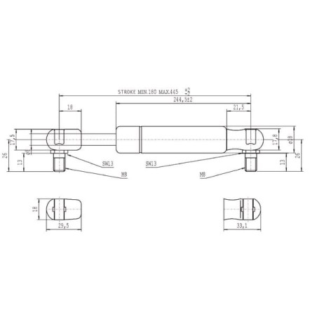 Vérin à gaz L445-500N STABILUS CA083690