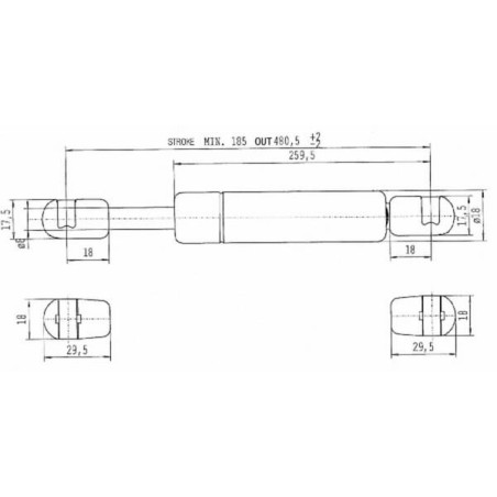 Vérin à gaz L480-140N STABILUS CA638900
